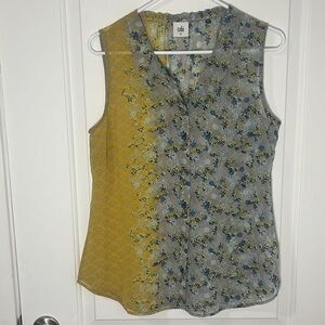 Cabi Sheer Floral Sleeveless Blouse | Peter Pan Collar | M